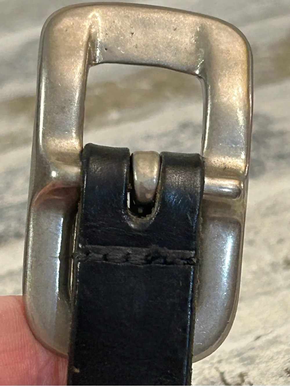 Ralph Lauren Black Leather Belt skinny with Silver-Tone Buckle